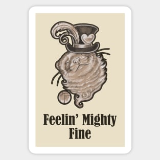 Ferret In Top Hat - Feelin Mighty Fine - Black Outlined Version Sticker